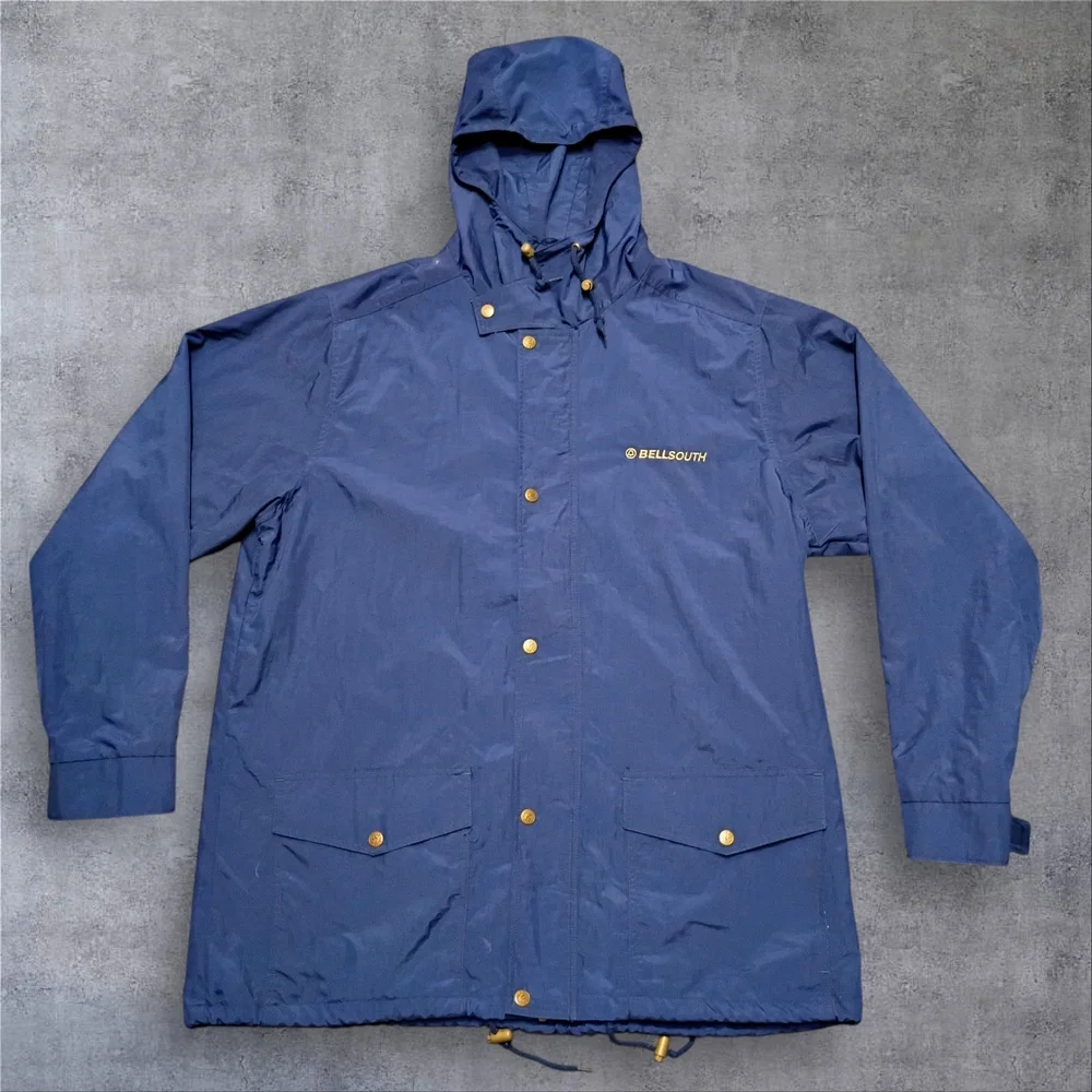 Vintage BellSouth Hartwell ViaSport Men's L Navy Windbreaker Hooded - Picture 1 of 7